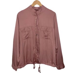 KENSIE JEANS 100% Modal Lightweight Button Utility Jacket Pockets Drawstring- XL